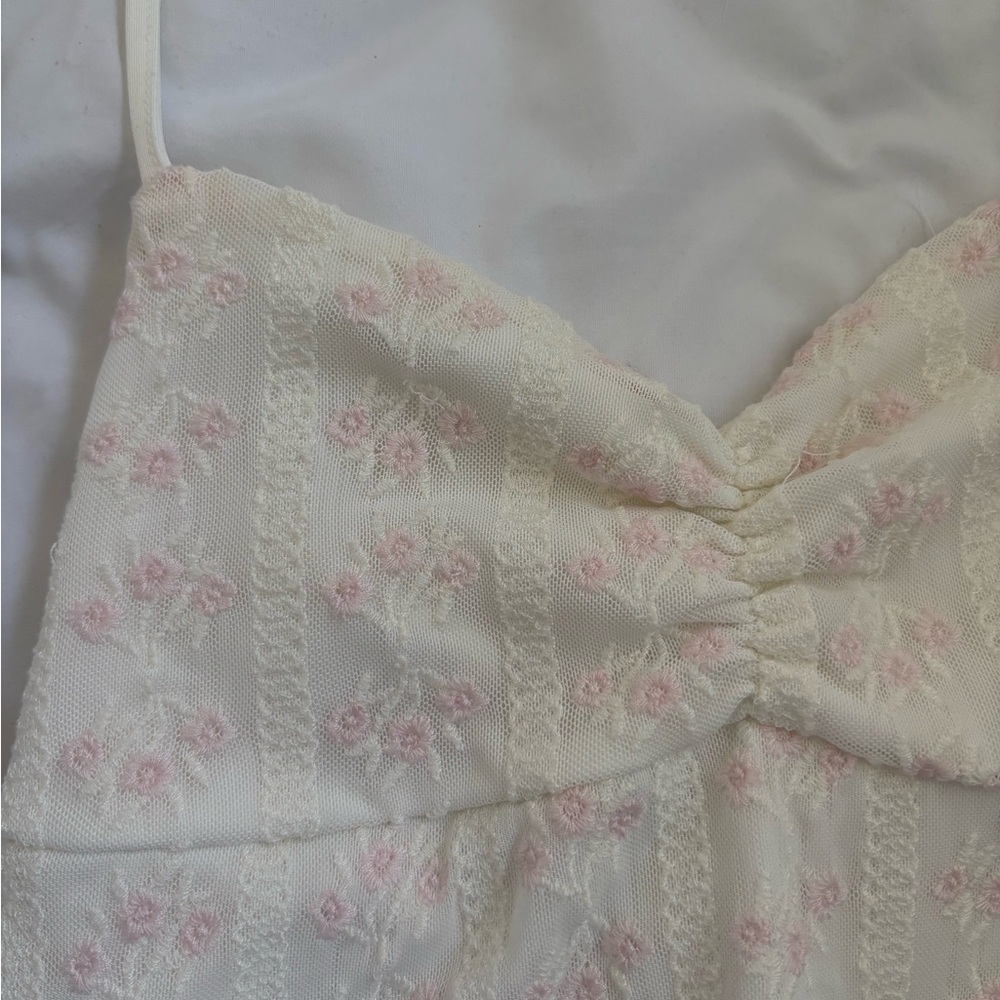 Garage Pink and White Floral Backless Halter Tank - Picture 3 of 5